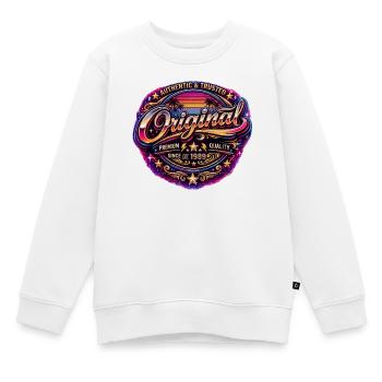 Insigne rétro des années 1980 Neon Synthwave Original 1989 - Sweat Premium enfant bio - blanc - Devant - AI Model Kid Male (0cm)