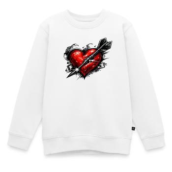 Cœur avec flèche dans le style tatoué - Sweat Premium enfant bio - blanc - Devant - AI Model Kid Male (0cm)