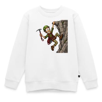 Comic-Bergsteiger am Überhang – Klettern Abenteuer - Kinder Premium Organic Sweatshirt - Weiß - Vorne - AI Model Kid Male (0cm)