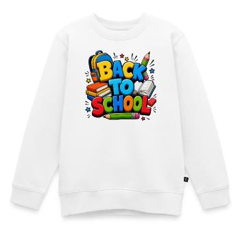 Bunte Schulanfangsmaterialien - Kinder Premium Organic Sweatshirt - Weiß - Vorne - AI Model Kid Male (0cm)
