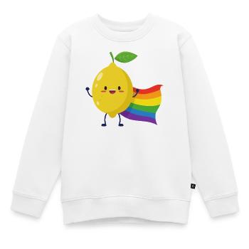Citron avec une cape arc-en-ciel - Sweat Premium enfant bio - blanc - Devant - AI Model Kid Male (0cm)