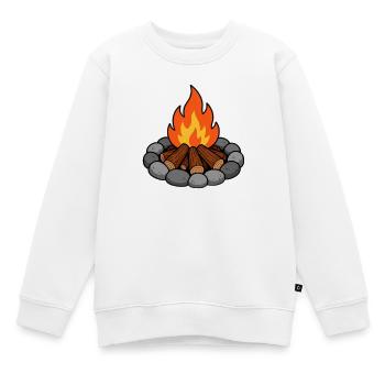 Illustration du feu de camp avec des bûches - Sweat Premium enfant bio - blanc - Devant - AI Model Kid Male (0cm)