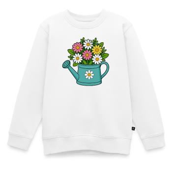 Arrosoir bouquet de fleurs - Sweat Premium enfant bio - blanc - Devant - AI Model Kid Male (0cm)