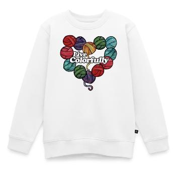 Cœur de laine vivant et colorée - Sweat Premium enfant bio - blanc - Devant - AI Model Kid Male (0cm)