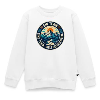 Ein Team – Eine Tour – Viele Geschichten - Kinder Premium Organic Sweatshirt - Weiß - Vorne - AI Model Kid Male (0cm)