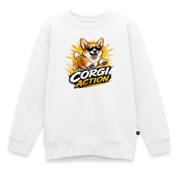 Corgi Action - Sweat Premium enfant bio - blanc - Devant - AI Model Kid Male (0cm)