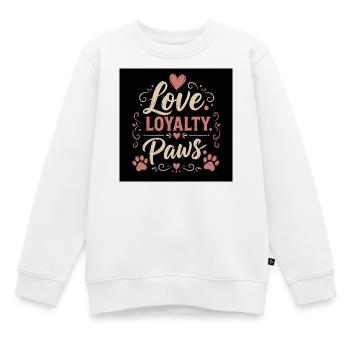 Love Loyalty Paws Tierliebe Motiv - Kinder Premium Organic Sweatshirt - Weiß - Vorne - AI Model Kid Male (0cm)