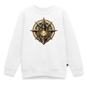 Leuchtkompass und Anker - Kinder Premium Organic Sweatshirt - Weiß - Vorne - AI Model Kid Male (0cm)