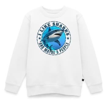 J’AIME LES REQUINS ET PEUT-ÊTRE TROIS PERSONNES - Sweat Premium enfant bio - blanc - Devant - AI Model Kid Male (0cm)