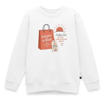 Verkäuferin in Rente – Aufgehende Sonne & Tasche - Kinder Premium Organic Sweatshirt - Weiß - Vorne - AI Model Kid Male (0cm)