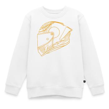 Casque orange néon - Visolière - Sweat Premium enfant bio - blanc - Devant - AI Model Kid Male (0cm)