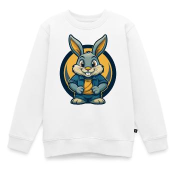 Rabbit Kawaii Maskottchen Cartoon Clipart Logo Abzeichen - Kinder Premium Organic Sweatshirt - Weiß - Vorne - AI Model Kid Male (0cm)