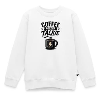 Le café avant le talkie - Sweat Premium enfant bio - blanc - Devant - AI Model Kid Male (0cm)