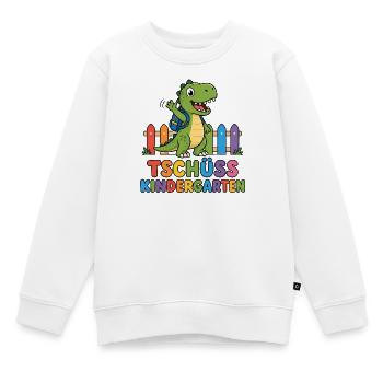Tschüss Kindergarten – T-Rex mit Rucksack  - Kinder Premium Organic Sweatshirt - Weiß - Vorne - AI Model Kid Male (0cm)