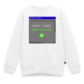Support Ticket Closed IT Peace Restored Humor - Kinder Premium Organic Sweatshirt - Weiß - Vorne - AI Model Kid Male (0cm)