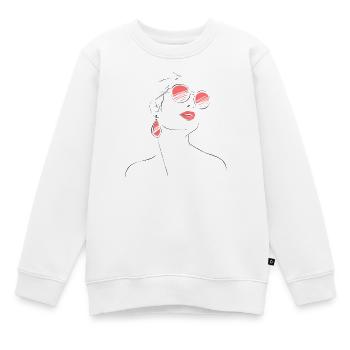 Elegant Woman Sunglasses Sketch - Kids Premium Organic Sweatshirt - white - Front - AI Model Kid Male (0cm)