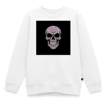 Glitzernder Totenschädel auf Schwarz - Kinder Premium Organic Sweatshirt - Weiß - Vorne - AI Model Kid Male (0cm)