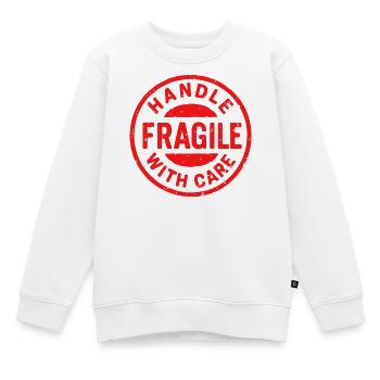Fragile Handle With Care Shipping Label Sign - Kids Premium Organic Sweatshirt - white - Front - AI Model Kid Male (0cm)