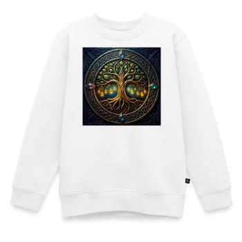 Mystic Tree with Jewels and Knots - Kids Premium Organic Sweatshirt - white - Front - AI Model Kid Male (0cm)