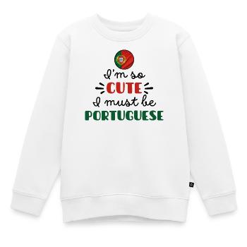 Ich bin so süß, ich muss Portugiesin sein. - Kinder Premium Organic Sweatshirt - Weiß - Vorne - AI Model Kid Male (0cm)