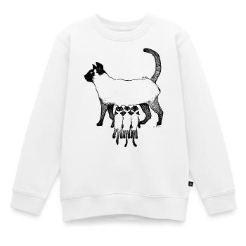 SIAMES-KATZE – MUTTER - Kinder Premium Organic Sweatshirt - Weiß - Vorne - AI Model Kid Male (0cm)