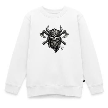 Wikingerschädelwappen mit Äxten - Kinder Premium Organic Sweatshirt - Weiß - Vorne - AI Model Kid Male (0cm)