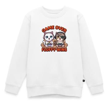 Game Over Fluffy Wins Katzen - Kinder Premium Organic Sweatshirt - Weiß - Vorne - AI Model Kid Male (0cm)