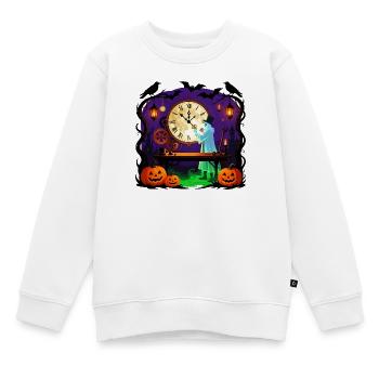 Uhrwerk-Halloween-Geist - Kinder Premium Organic Sweatshirt - Weiß - Vorne - AI Model Kid Male (0cm)