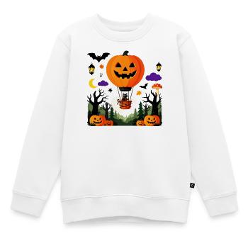Pumpkin Balloon Halloween-Flug - Kinder Premium Organic Sweatshirt - Weiß - Vorne - AI Model Kid Male (0cm)
