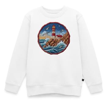Leuchtturm am rauen Küstenriff Patch - Kinder Premium Organic Sweatshirt - Weiß - Vorne - AI Model Kid Male (0cm)
