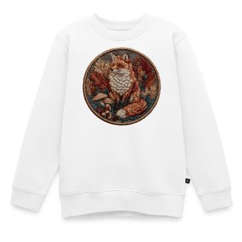 Fuchs Patch im Herbstlaub - Kinder Premium Organic Sweatshirt - Weiß - Vorne - AI Model Kid Male (0cm)