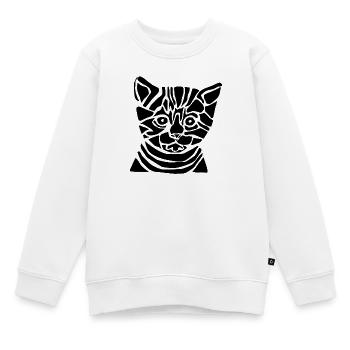 Schwarze Grafikkatze – Geometrisches Porträt - Kinder Premium Organic Sweatshirt - Weiß - Vorne - AI Model Kid Male (0cm)