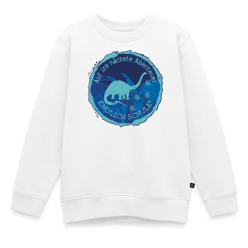 Dino Langhals Schule Abenteuer Emblem – Schulkind - Kinder Premium Organic Sweatshirt - Weiß - Vorne - AI Model Kid Male (0cm)