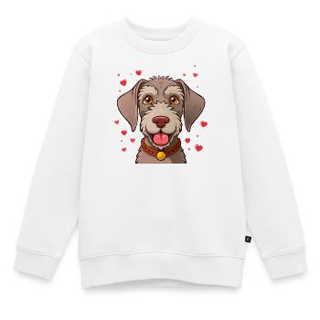 German Wirehaired Dog (Comic Portrait) - Kids Premium Organic Sweatshirt - white - Front - AI Model Kid Male (0cm)