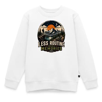 Less Routine More Memories - Kids Premium Organic Sweatshirt - white - Front - AI Model Kid Male (0cm)