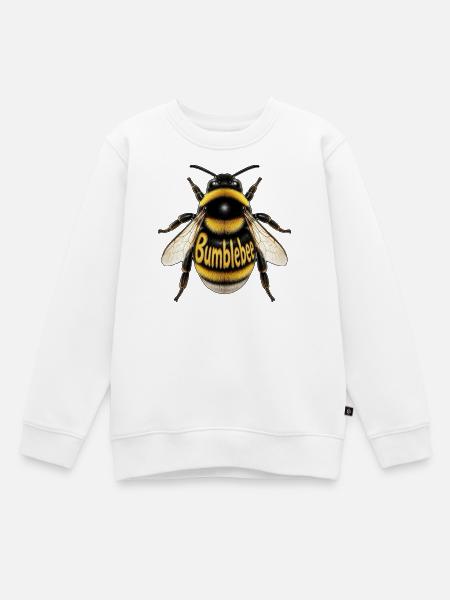 Bumblebee Typografie Illustration - Kinder Premium Organic Sweatshirt - Weiß
