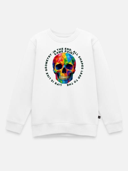 Geometrischer Regenbogen Totenkopf - Kinder Premium Organic Sweatshirt - Weiß