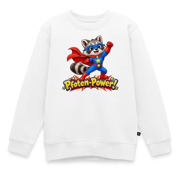 Superheld Waschbär - Pfoten-Power Comic Desig - Kinder Premium Organic Sweatshirt - Weiß - Vorne - AI Model Kid Male (0cm)