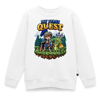 My First Quest – 16-Bit Pixel Ritter & Drache - Kinder Premium Organic Sweatshirt - Weiß - Vorne - AI Model Kid Male (0cm)