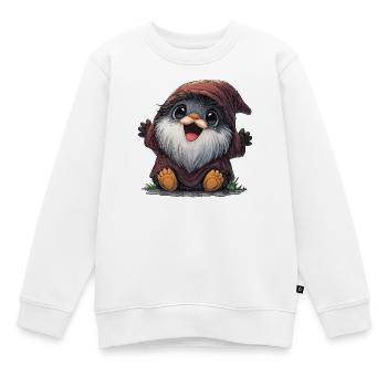 Kuscheliger Wichtel im braunen Mantel - Kinder Premium Organic Sweatshirt - Weiß - Vorne - AI Model Kid Male (0cm)