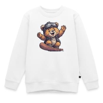 Skateboard-Bär mit Sonnenbrille - Kinder Premium Organic Sweatshirt - Weiß - Vorne - AI Model Kid Male (0cm)