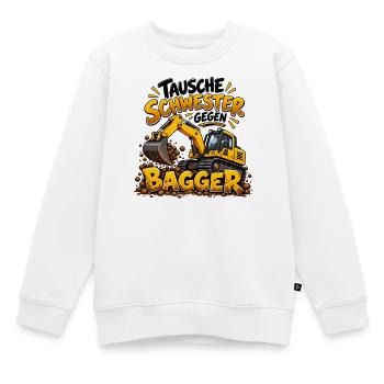 Tausche Schwester gegen Bagger - Kinder Premium Organic Sweatshirt - Weiß - Vorne - AI Model Kid Male (0cm)