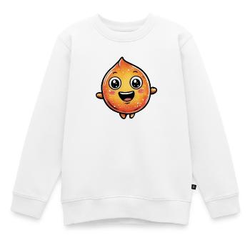Kuscheliger Orangen Tropfen - Kinder Premium Organic Sweatshirt - Weiß - Vorne - AI Model Kid Male (0cm)