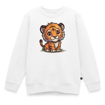 Kuscheliges Tigermotiv – Kleiner Tiger - Kinder Premium Organic Sweatshirt - Weiß - Vorne - AI Model Kid Male (0cm)