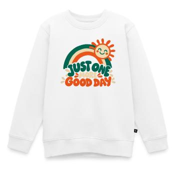 Retro Regenbogen – Just One More Good Day Kinder D - Kinder Premium Organic Sweatshirt - Weiß - Vorne - AI Model Kid Male (0cm)