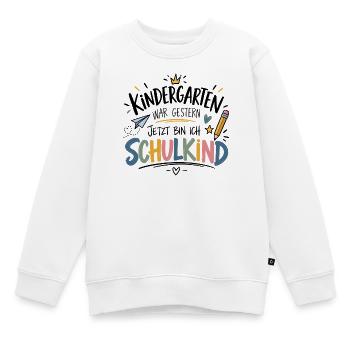 Kindergarten war gestern - Jetzt bin ich Schulkind - Kinder Premium Organic Sweatshirt - Weiß - Vorne - AI Model Kid Male (0cm)