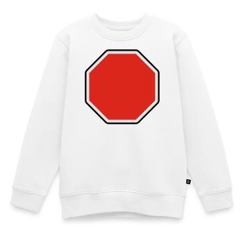 verkehrsschild - für eigenen text - Sweat Premium enfant bio - blanc - Devant - AI Model Kid Male (0cm)
