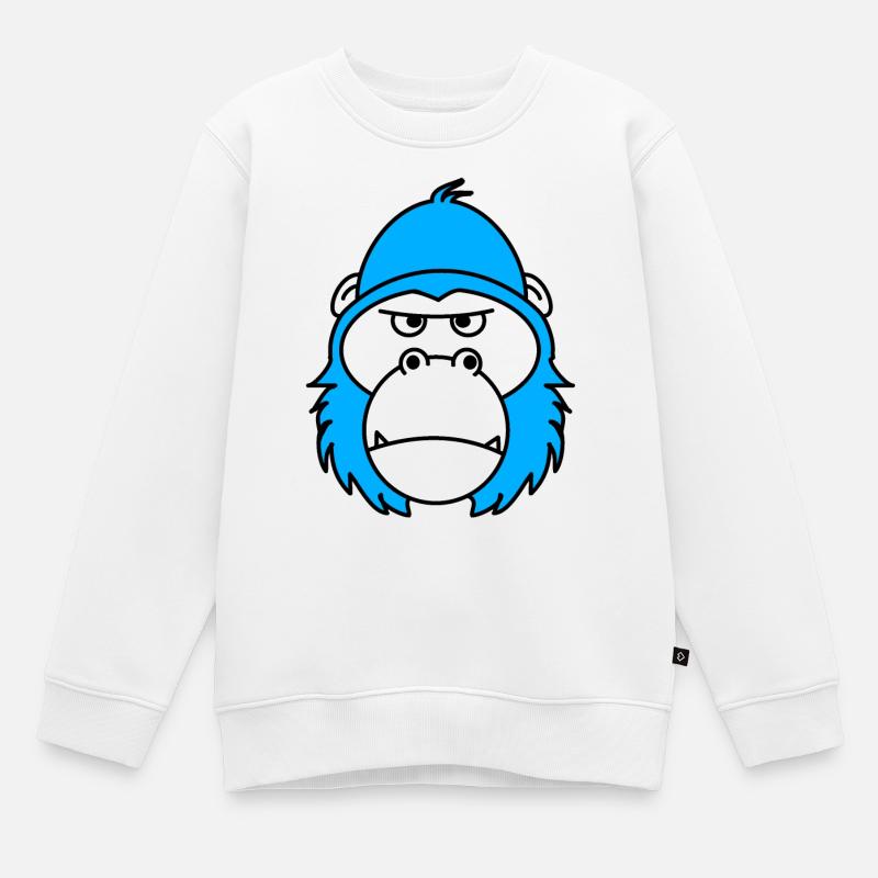 Grimmiger blauer Affenkopf - Kinder Premium Organic Sweatshirt - Weiß