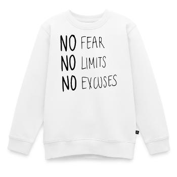 No Fear No Limit No Excuses - Kinder Premium Organic Sweatshirt - Weiß - Vorne - AI Model Kid Male (0cm)