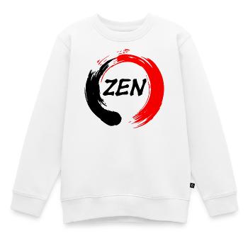 Zen geschrieben in enso zen Kreis rot und schwarz - Kinder Premium Organic Sweatshirt - Weiß - Vorne - AI Model Kid Male (0cm)